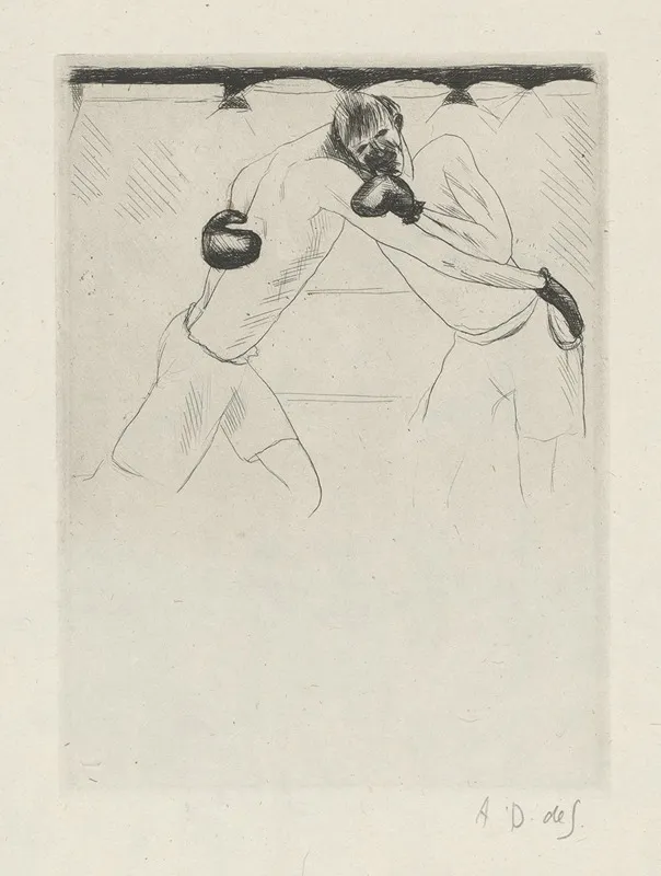 Tableau De La Boxe Illustre De 29 Gravures A Leau Forte Pl 41 by André Dunoyer de Segonzac - Canvas Print