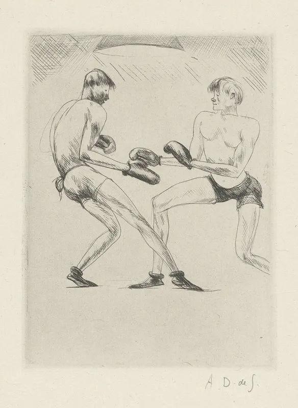 Tableau De La Boxe Illustre De 29 Gravures A Leau Forte Pl 51 by André Dunoyer de Segonzac - Canvas Print