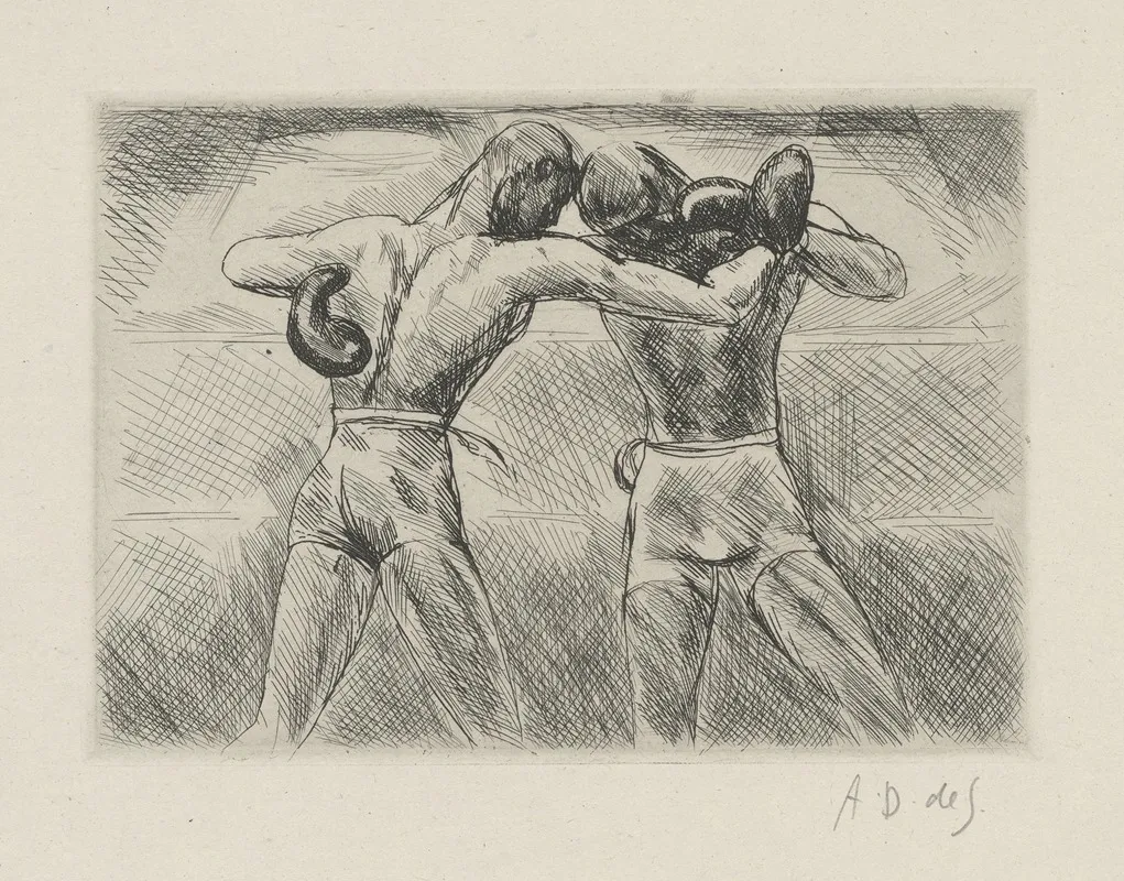 Tableau De La Boxe Illustre De 29 Gravures A Leau Forte Pl 54 by André Dunoyer de Segonzac - Canvas Print