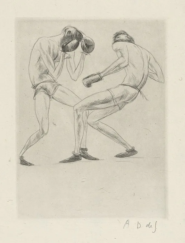 Tableau De La Boxe Illustre De 29 Gravures A Leau Forte Pl 56 by André Dunoyer de Segonzac - Canvas Print