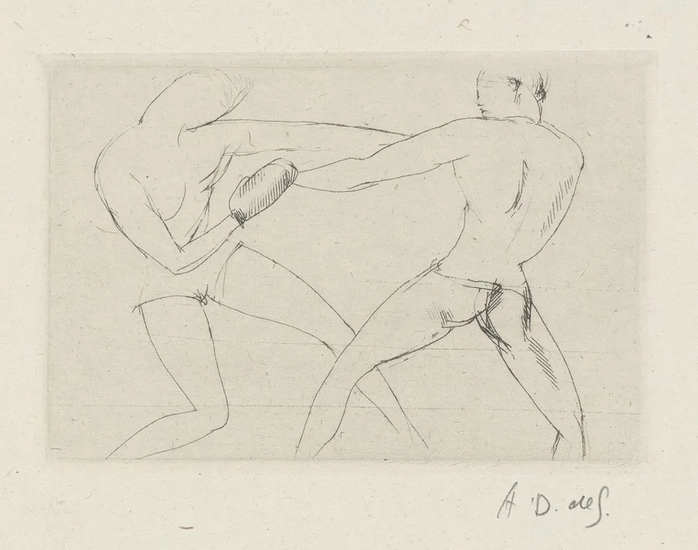 Tableau De La Boxe Illustre De 29 Gravures A Leau Forte Pl 60 by André Dunoyer de Segonzac - Canvas Print