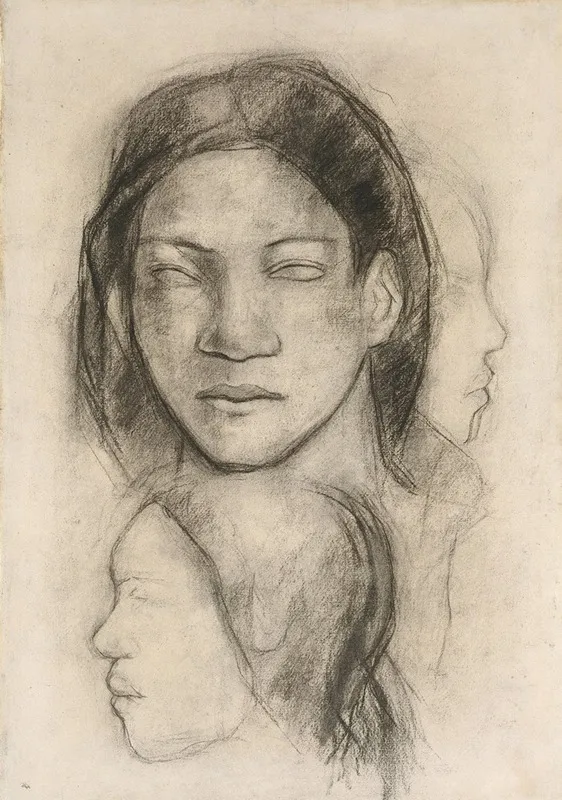 Tahitian Faces Frontal View And Profiles