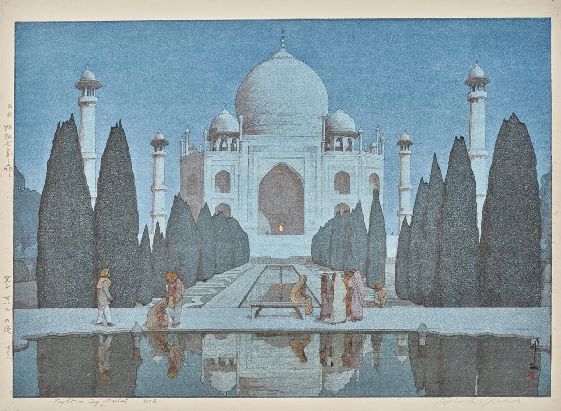 Taji Maharu No Yoru Dai Roku Taj Mahal At Night No 6 by Yoshida Hiroshi - Canvas Print