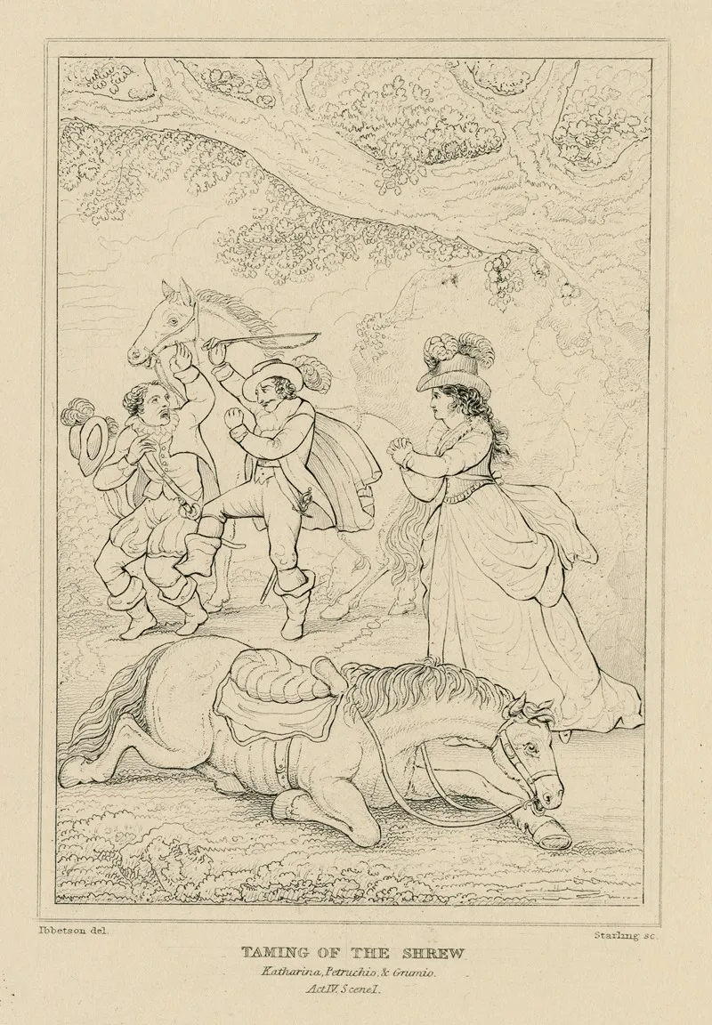 Taming Of The Shrew Act 4 Scene 1 Katherine Petrucio And Grumio by William Francis Starling - Canvas Print