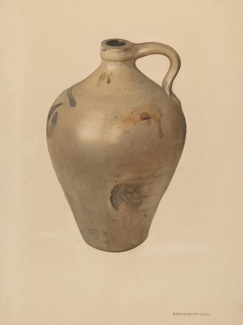 Tan Stoneware Jug by George Loughridge - Canvas Print