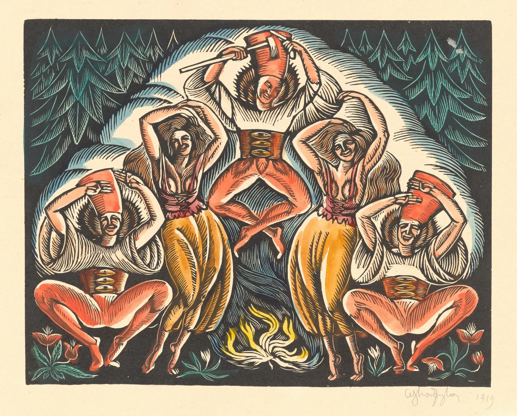 Tanec Zbojnikov by Władysław Skoczylas - Canvas Print