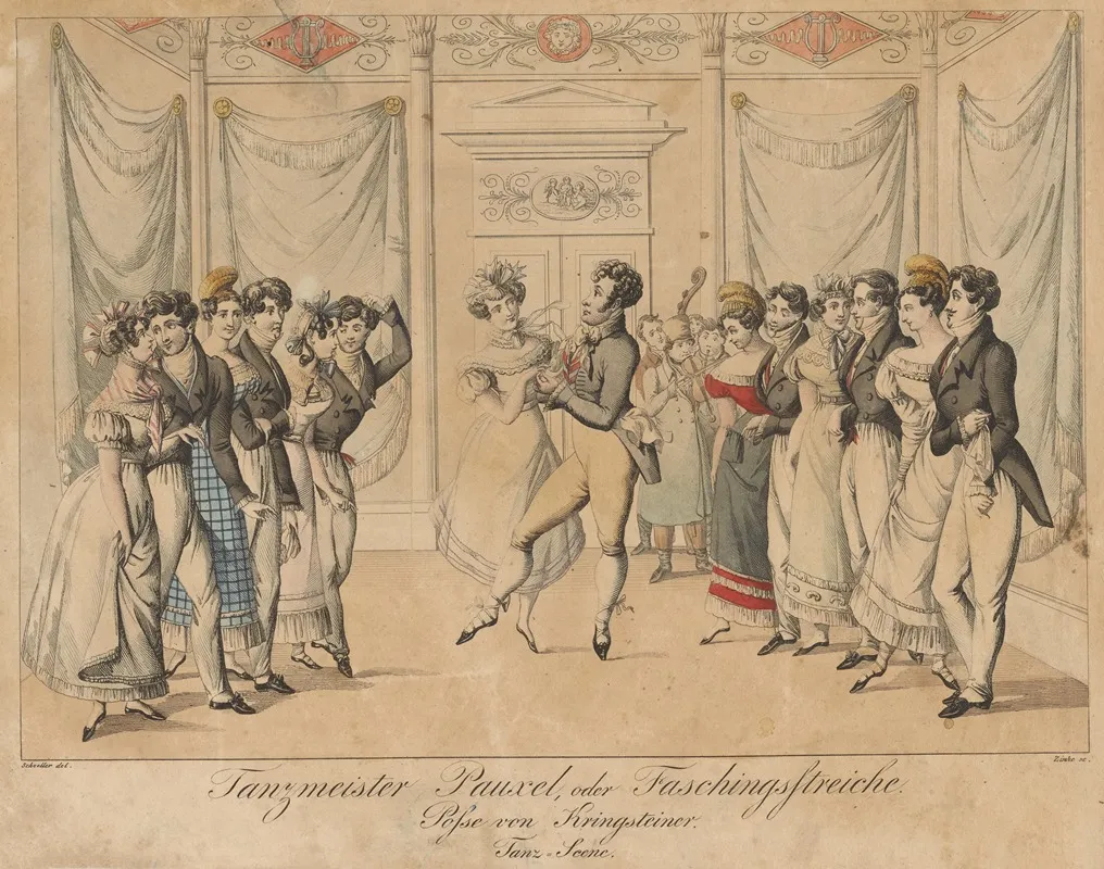 Tanzmeister Pauxel Oder Faschingsstreiche by Johann Christian Schoeller - Canvas Print