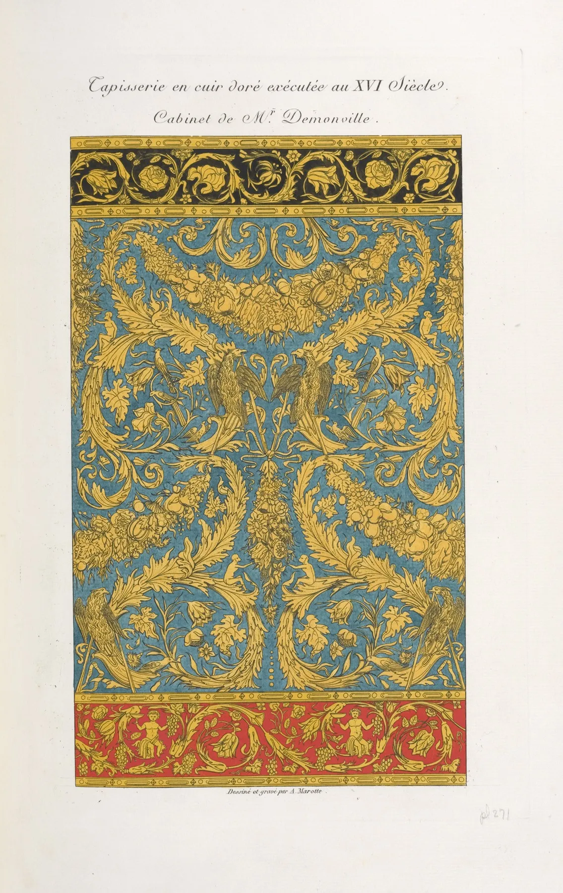 Tapisserie En Cuir Dore Executee Au Xvi Siecle Cabinet De Mr Demonville by Nicolas Xavier Willemin - Canvas Print