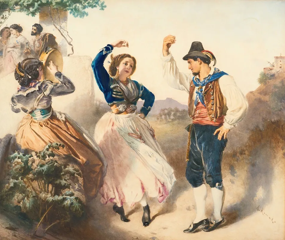 Tarantella 2 by Anton Romako - Canvas Print