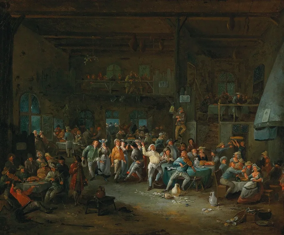 Tavern Interior With Merry Making Peasants