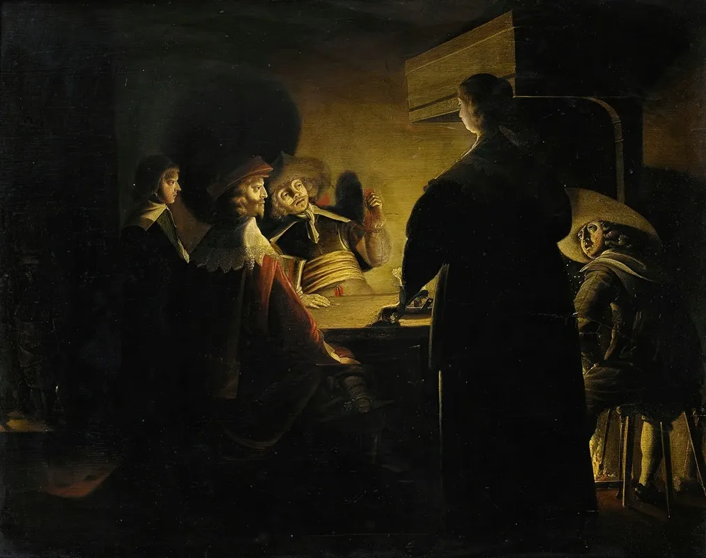 Tavern Scene Lit By Candles