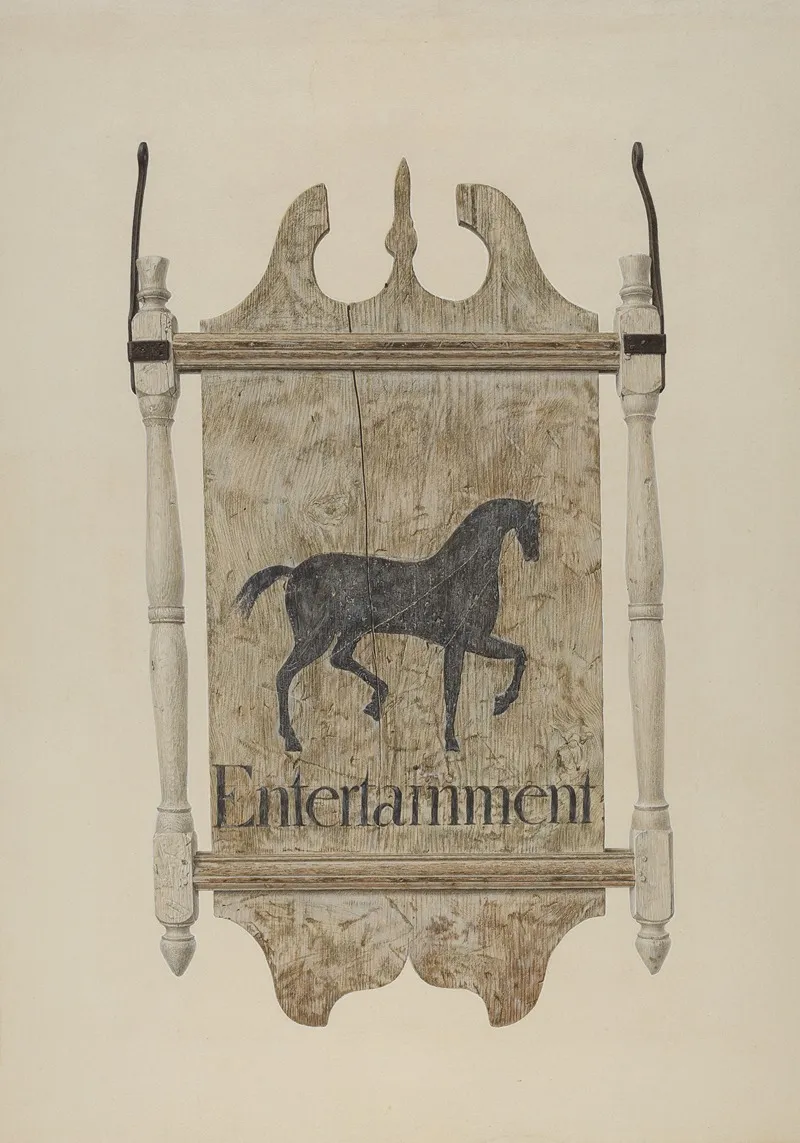 Tavern Sign Black Horse Tavern by John Matulis - Canvas Print