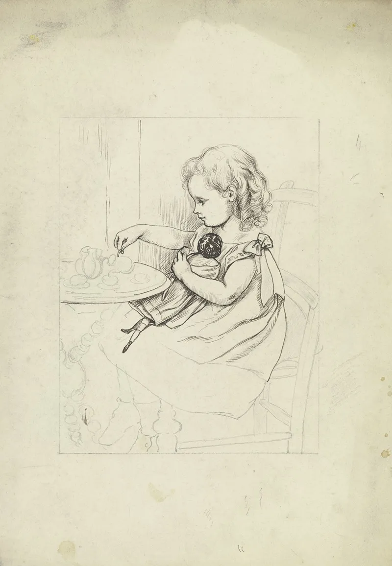 Tea With Dolly 3 by Otto Scholderer - Canvas Print