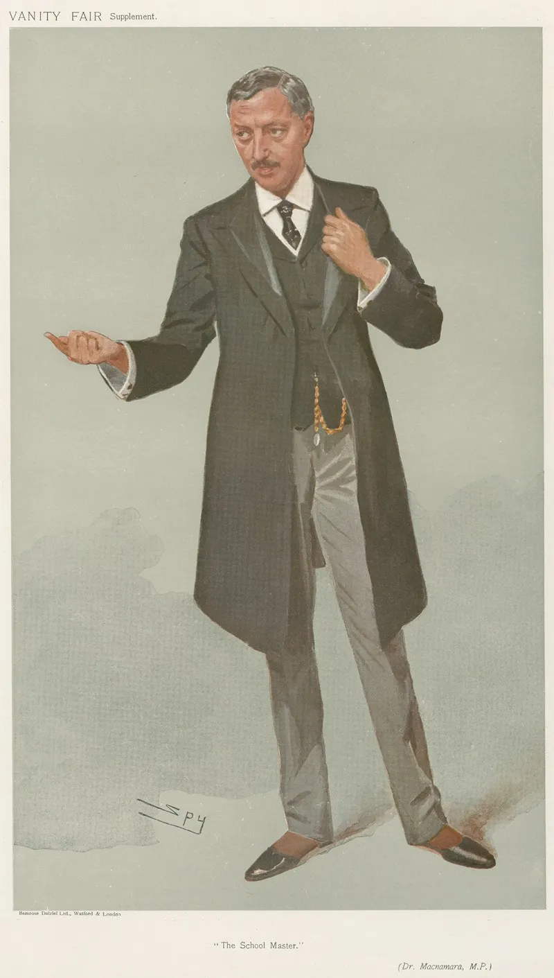 Teachers And Headmasters The School Master Dr Thomas James Macnamara October 9 1907 by Leslie Matthew Ward - Canvas Print