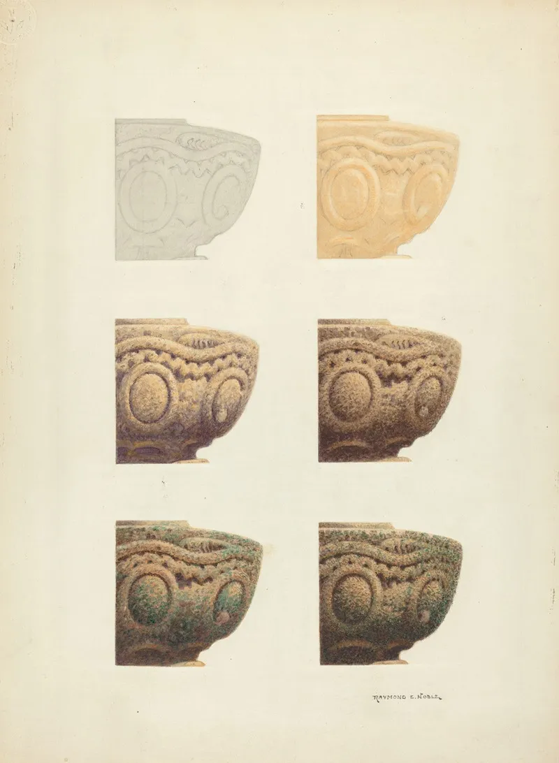 Technique Demo Architectural Detail by Raymond E. Noble - Canvas Print