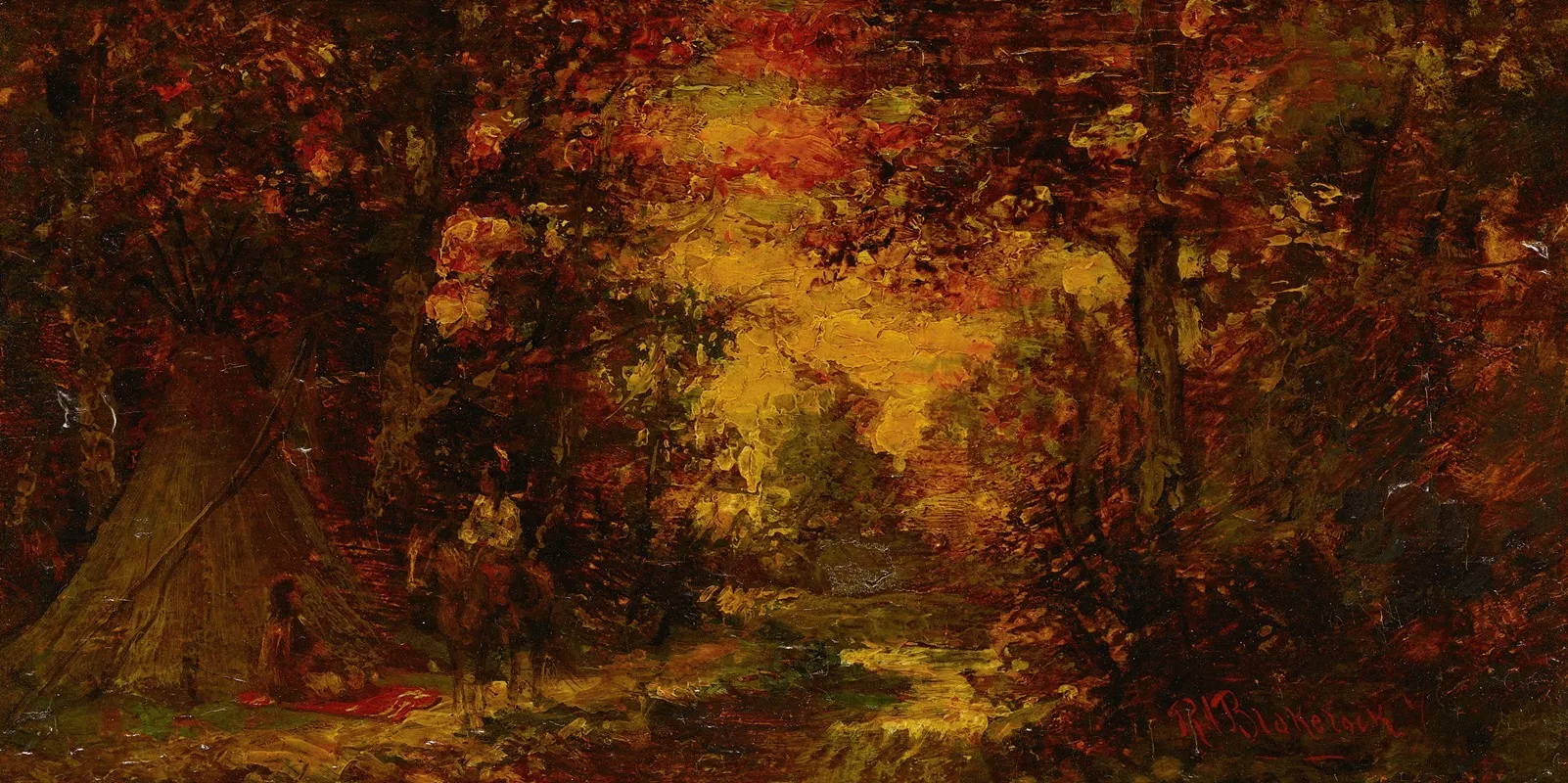 Teepee At Sunset by Ralph Albert Blakelock - Canvas Print