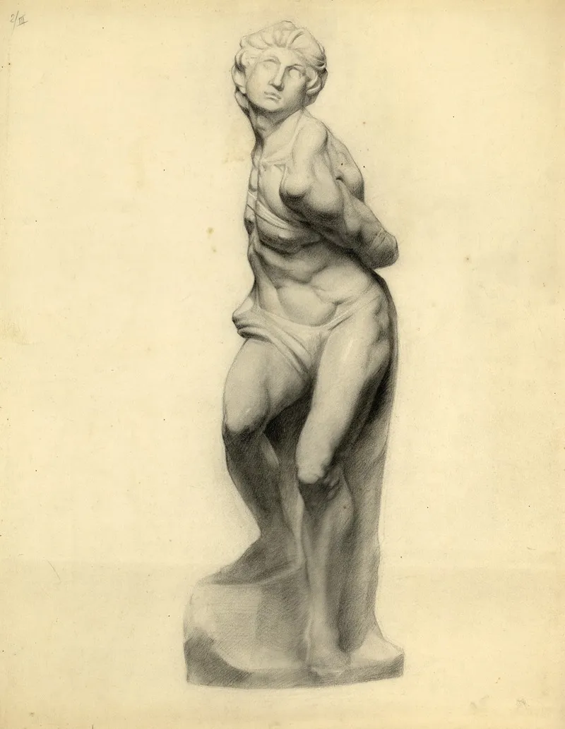 Tekening Van Staand Klassiek Beeld