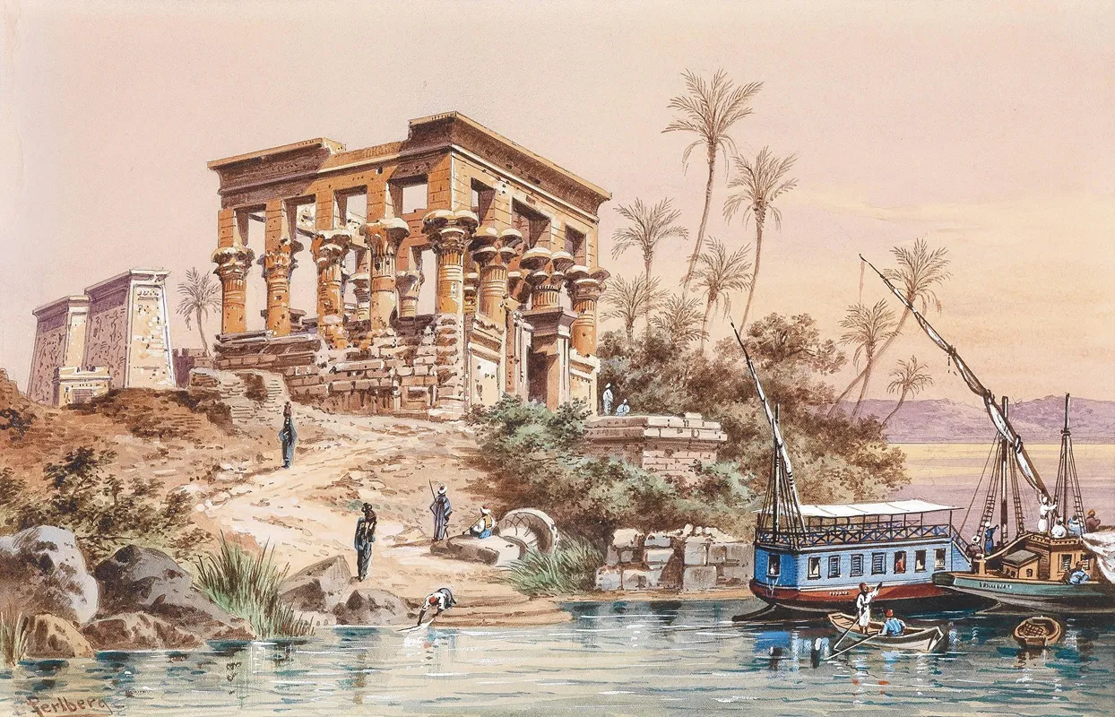 Tempel Von Philae by Friedrich Perlberg - Canvas Print