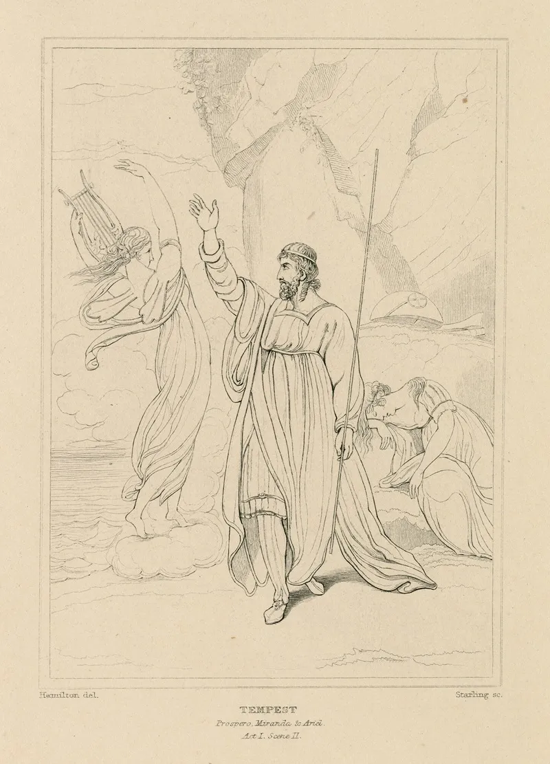 Tempest Act 1 Scene 2 Prospero Miranda Ariel by William Francis Starling - Canvas Print