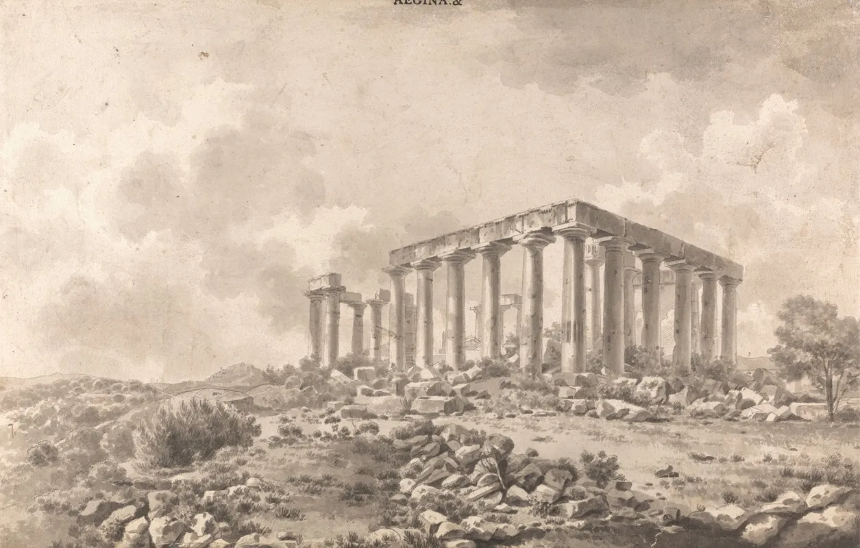Temple Of Jupiter Panhellenios At Aegina by William Pars - Canvas Print