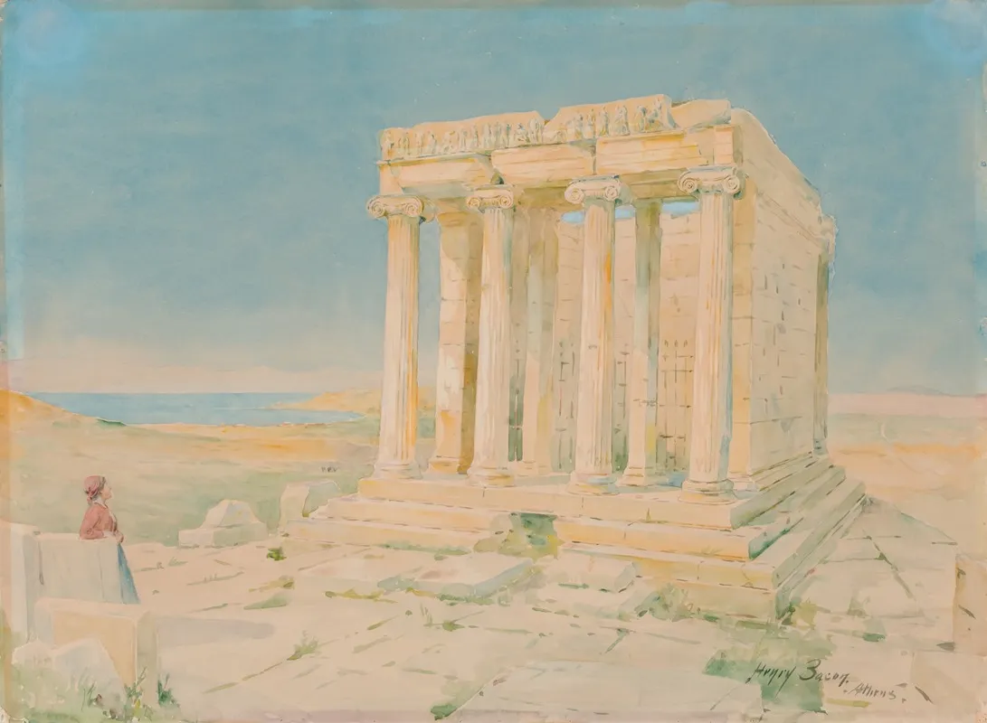 Temple Of Nike Apteros by Henry Bacon - Canvas Print