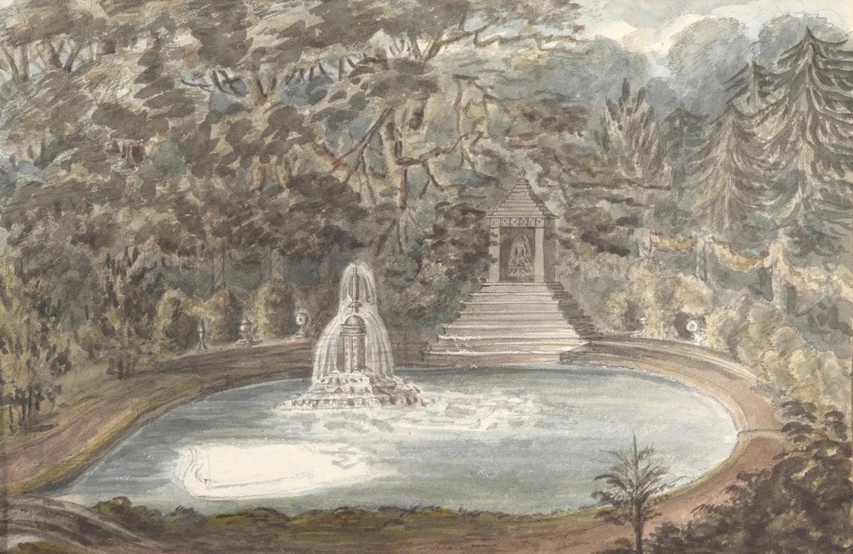 Temple Pool Thornery Sezincote by Anne Rushout - Canvas Print