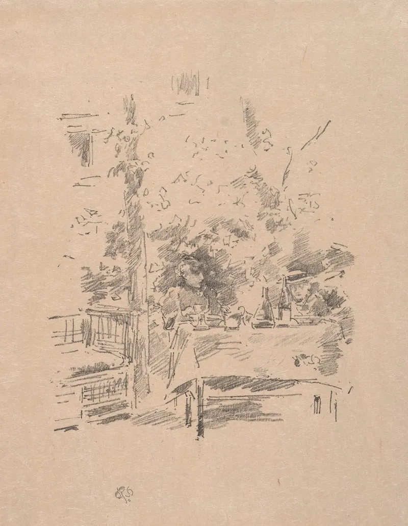 Tete A Tete In The Garden by James Abbott McNeill Whistler - Canvas Print