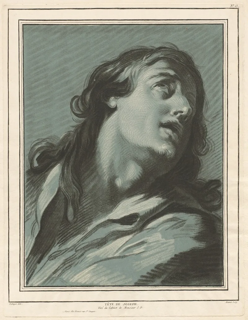 Tete De Joseph Head Of Joseph by Louis-Marin Bonnet - Canvas Print