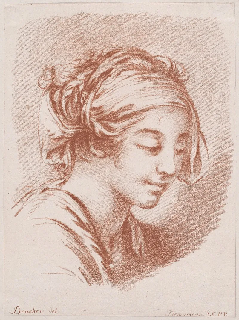 Tete De Paysanne by Gilles Demarteau the Elder - Canvas Print