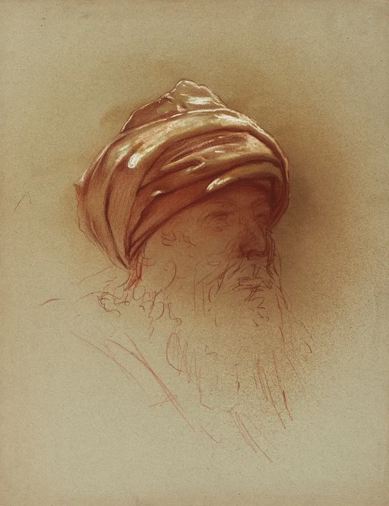 Tete Dhomme Barbu Portant Un Turban by Alfred Plauzeau - Canvas Print