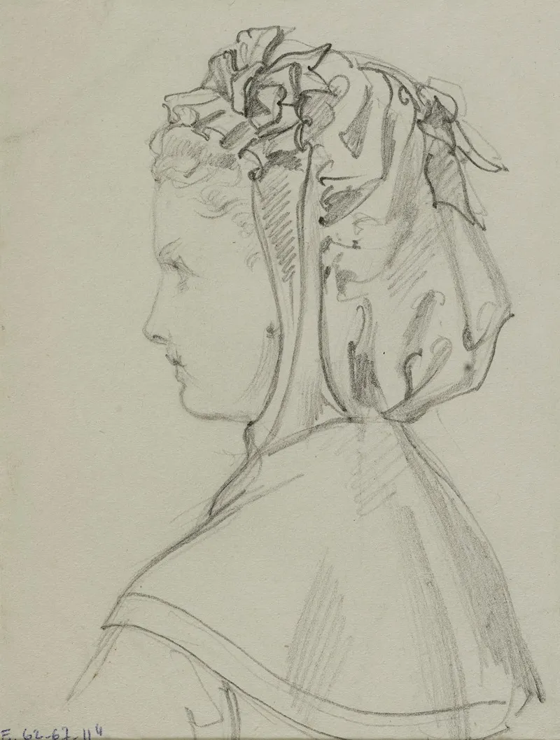 Tete Feminine De Profil Avec Bonnet A Volants by Anaïs Colin-Toudouze - Canvas Print
