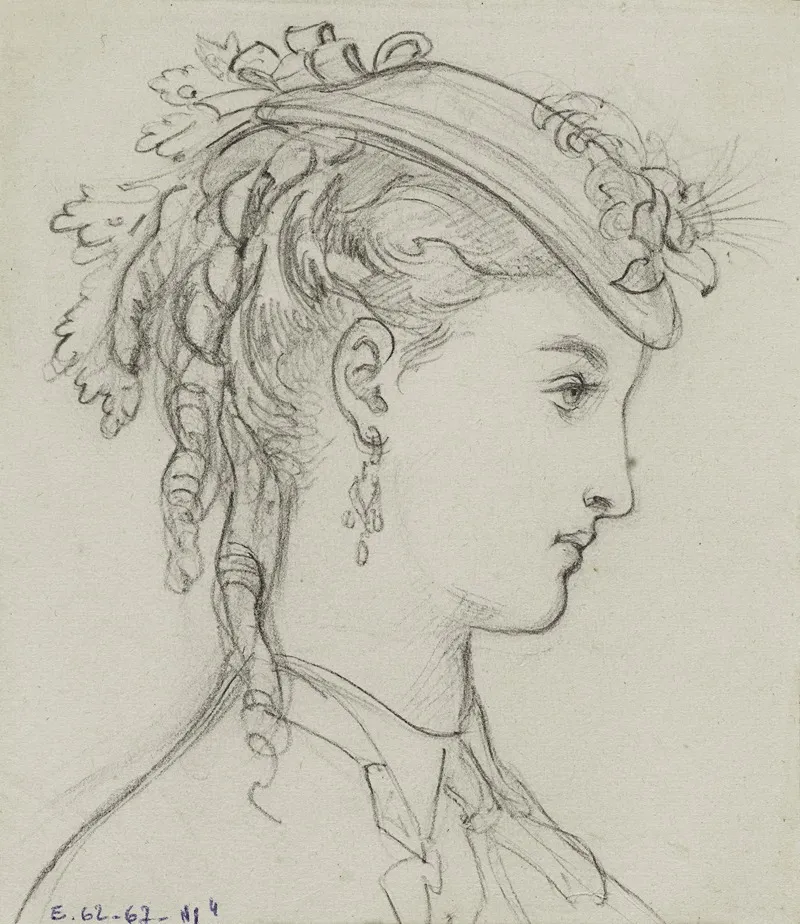 Tete Feminine De Profil Avec Coiffe Fleurie by Anaïs Colin-Toudouze - Canvas Print