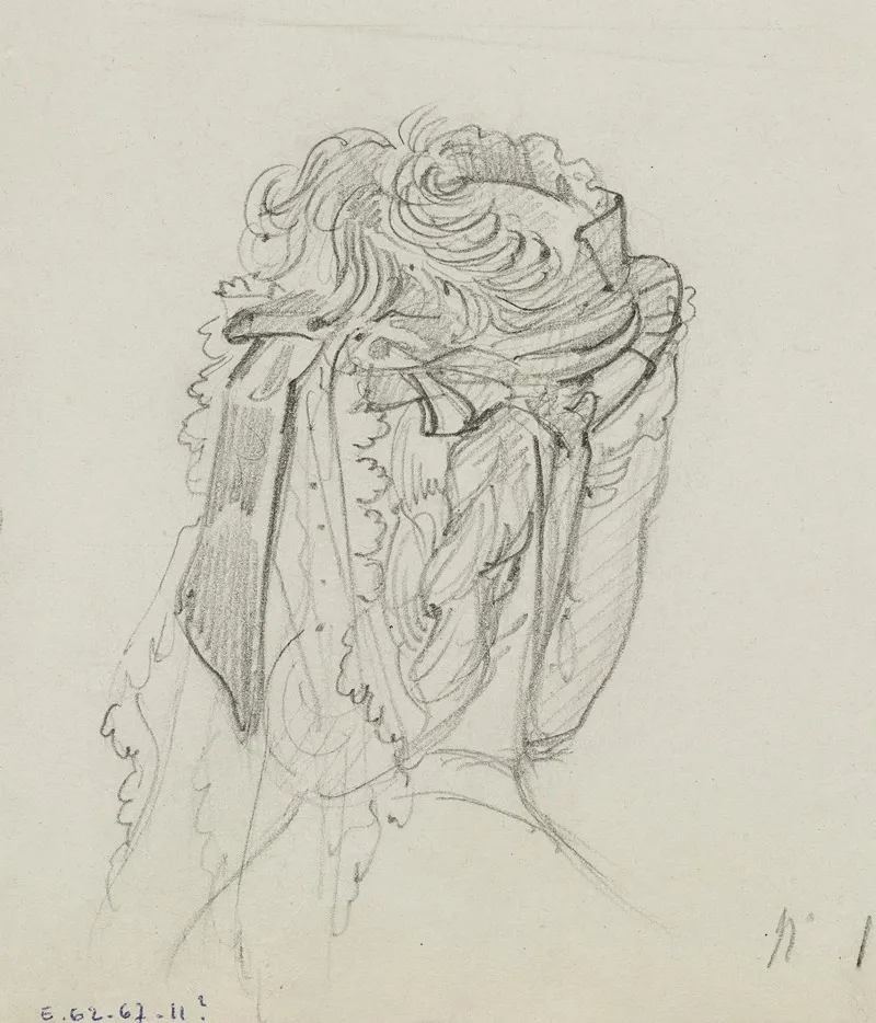 Tete Feminine Vue De Dos Avec Coiffe A Barbes De Dentelle by Anaïs Colin-Toudouze - Canvas Print