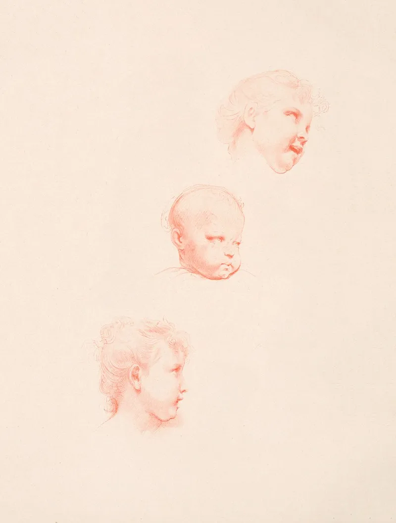 Tetes Denfants 2 by William Bouguereau - Canvas Print