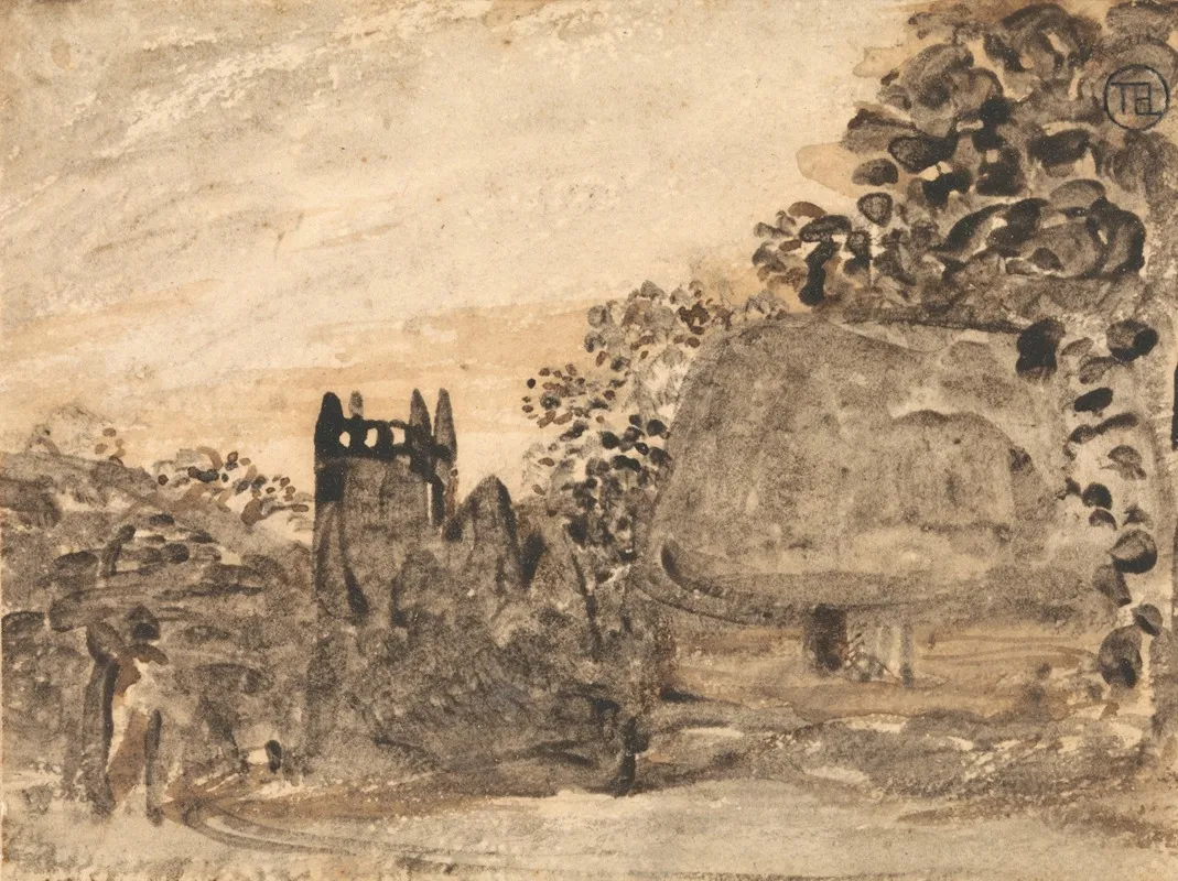 Thatched Cottage And Church