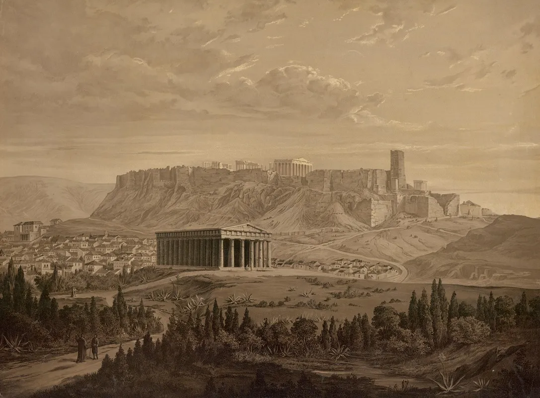 The Acropolis Athens North Side by Josef Langl - Canvas Print