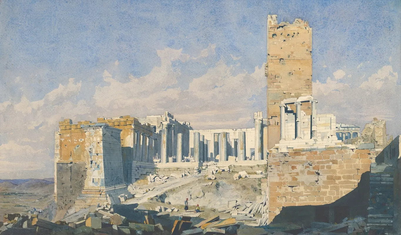 The Acropolis From The West With The Propylaea And The Temple Of Athena Nike Athens by Thomas Hartley Cromek - Canvas Print