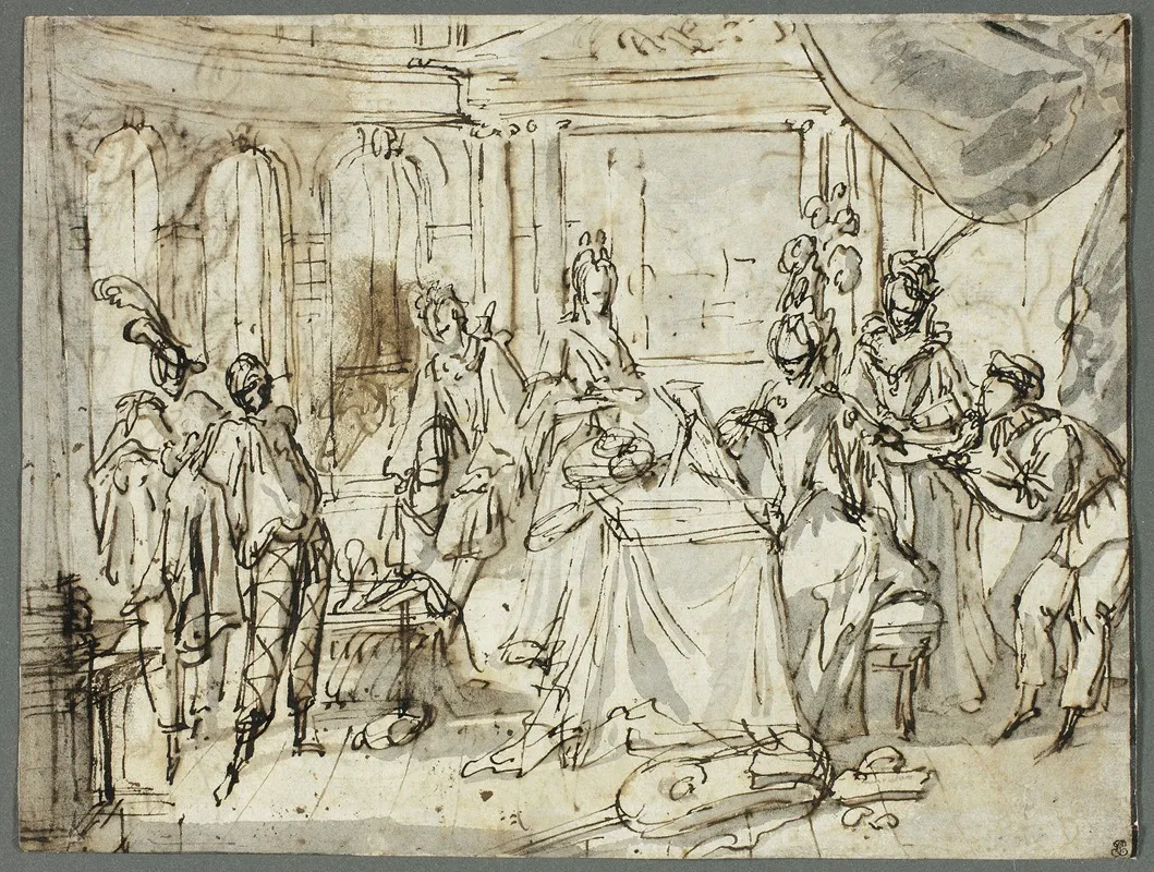 The Actors Making Ready by Claude Gillot - Canvas Print