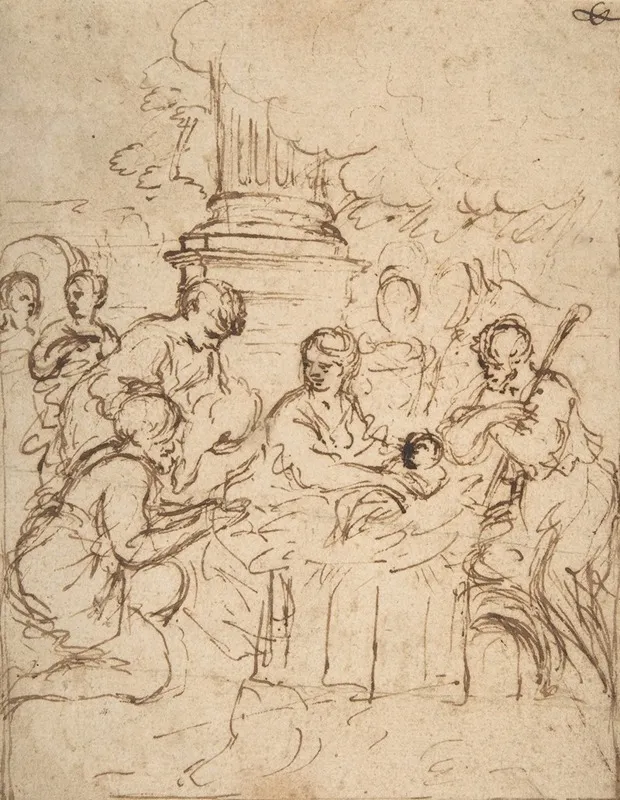 The Adoration Of The Shepherds 53 by Pietro da Cortona - Canvas Print