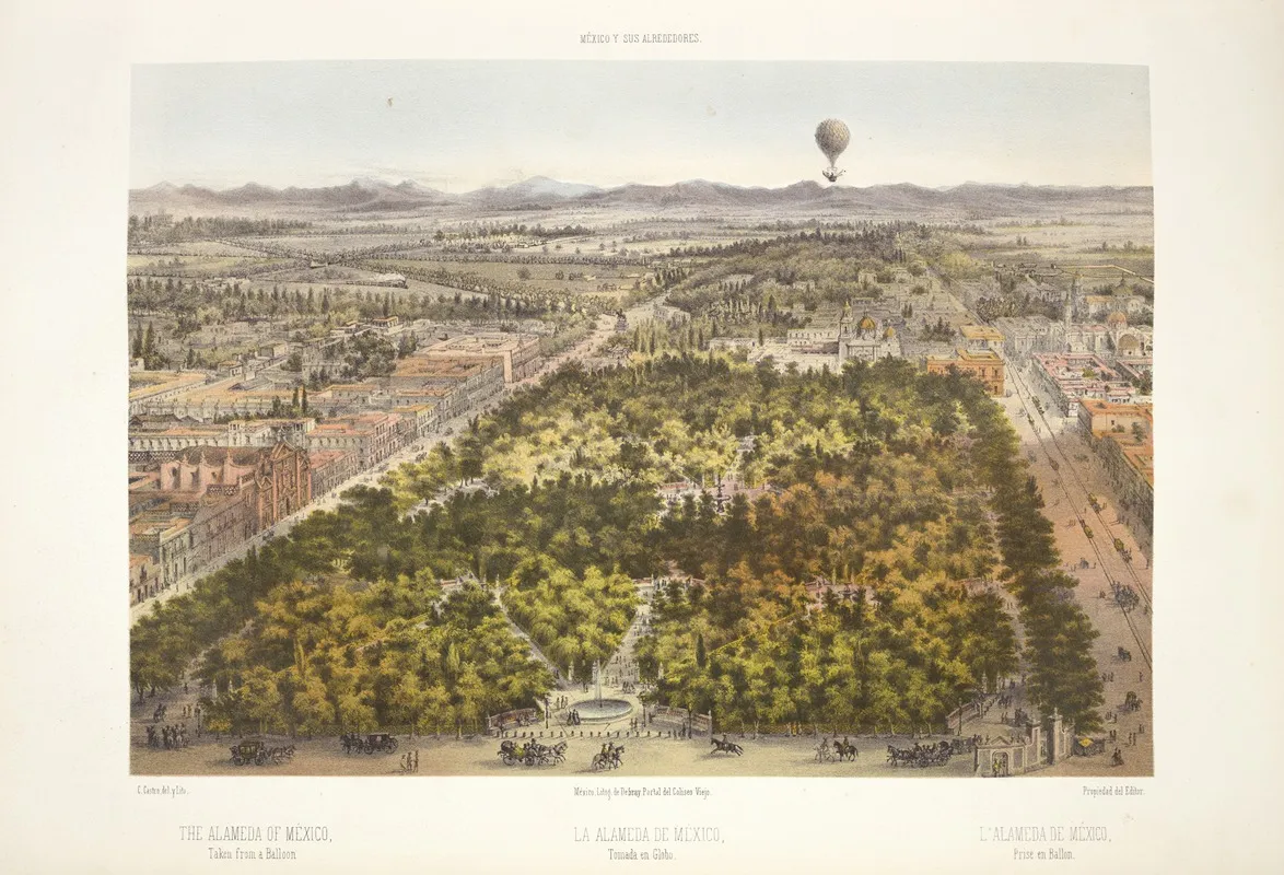 The Alameda Of Mexico Taken From A Balloon by C. Castro - Canvas Print