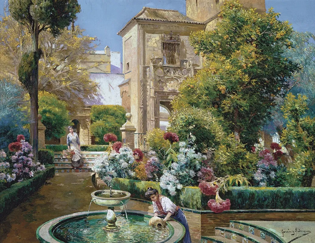 The Alcazar Gardens Seville by Manuel García y Rodríguez - Canvas Print