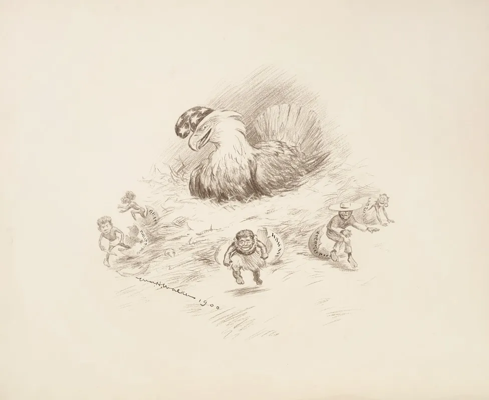 The American Eagle Depicted As A Hen Sitting On A Nest Full Of Hatching Eggs