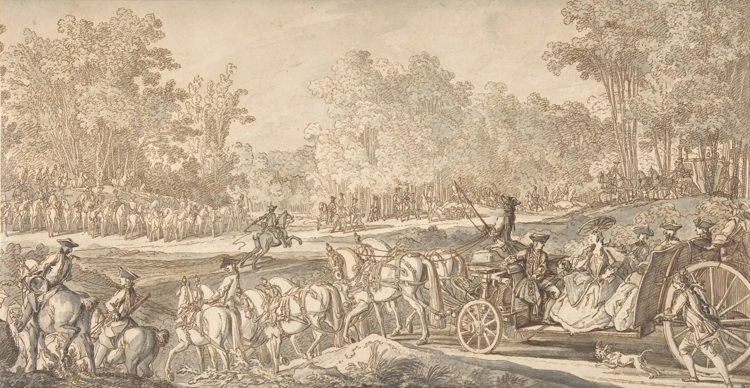 The Arrival Of The Princely Carriage At The Starting Point Of The Hunt
