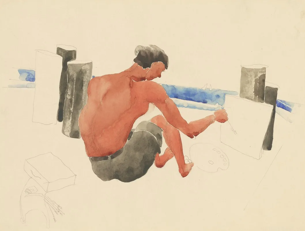 The Artist On The Beach Sketching