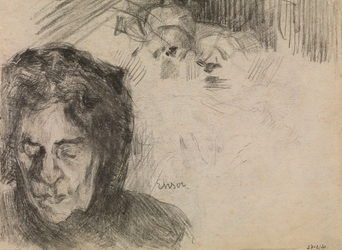 The Artists Mother 8 by James Ensor - Canvas Print