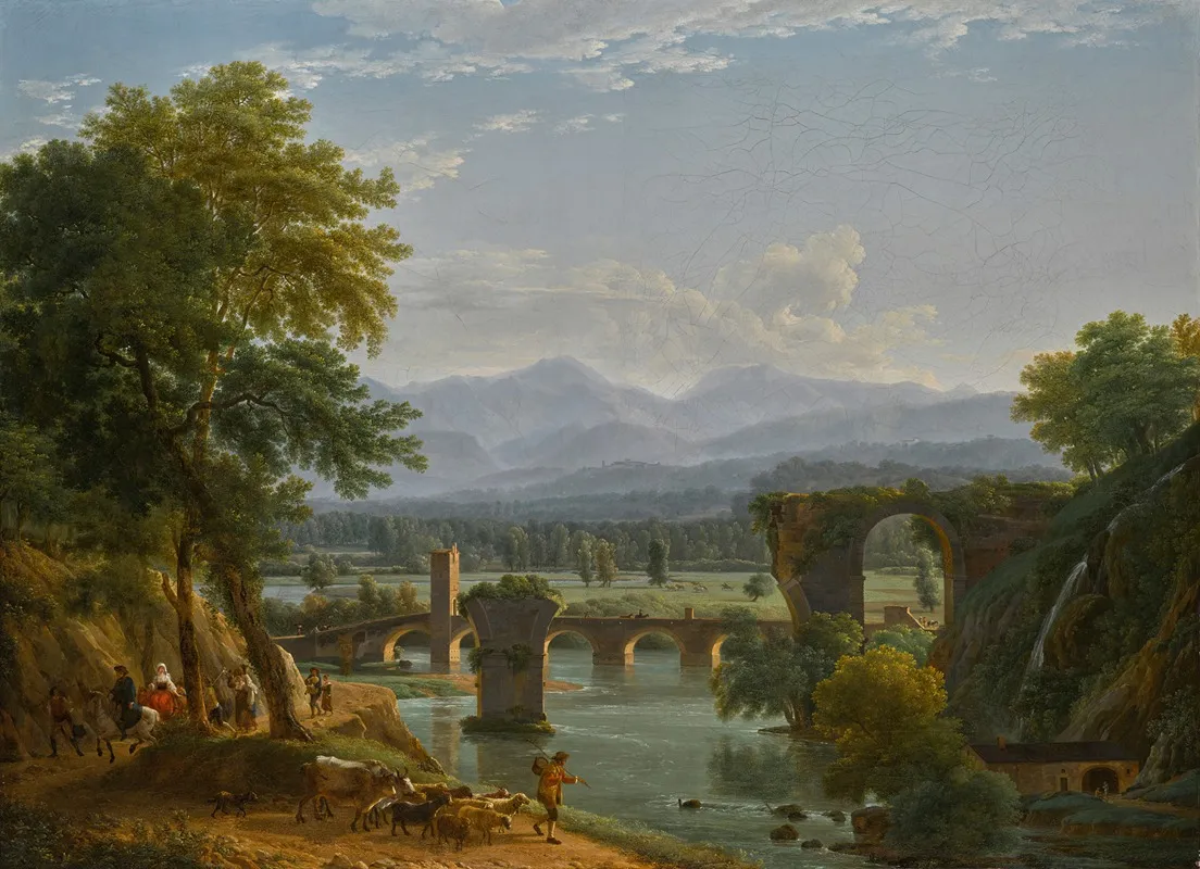 The Augustus Bridge Over The River Nera Near The City Of Narni Italy by Jean-Joseph-Xavier Bidauld - Canvas Print