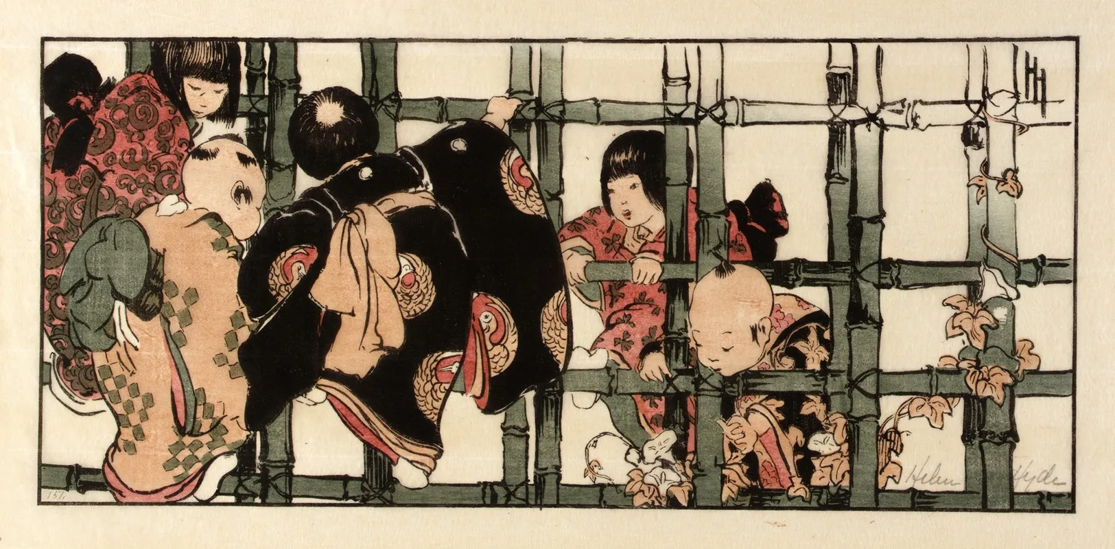 The Bamboo Fence by Helen Hyde - Canvas Print