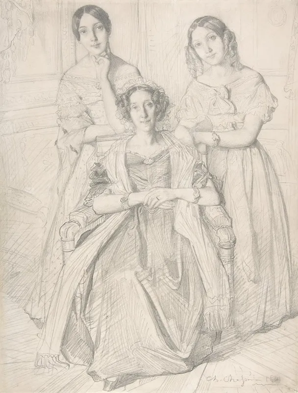 The Baroness Duperre And Her Daughters by Théodore Chassériau - Canvas Print