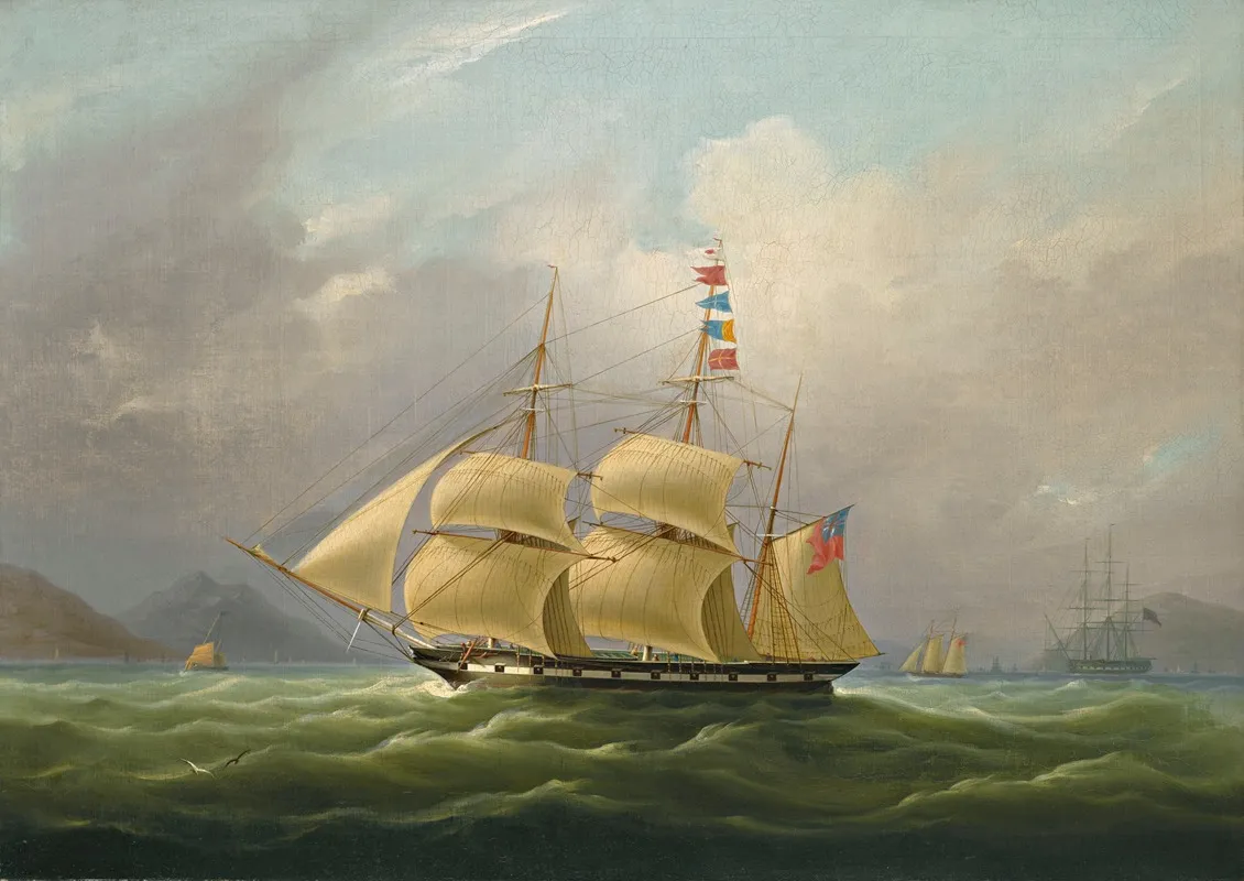 The Barque Sylph Beloging To Mr Alexander Robertson Off The Macao China by William John Huggins - Canvas Print