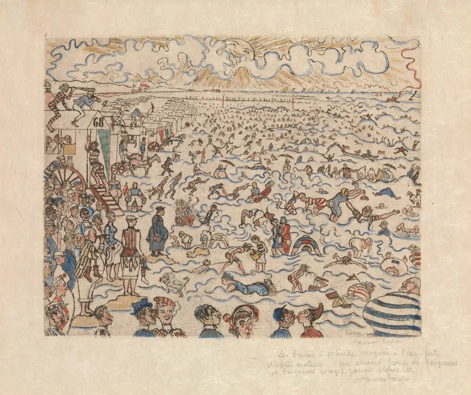 The Baths At Ostende by James Ensor - Canvas Print